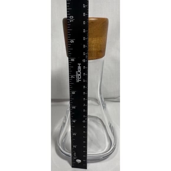 Nambe Curved Glass Decanter with Wood Stopper 10" NWOB - Picture 14 of 15